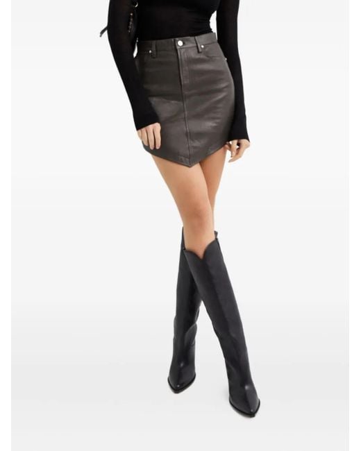 Alexandre Vauthier Black Asymmetric Leather Mini Skirt