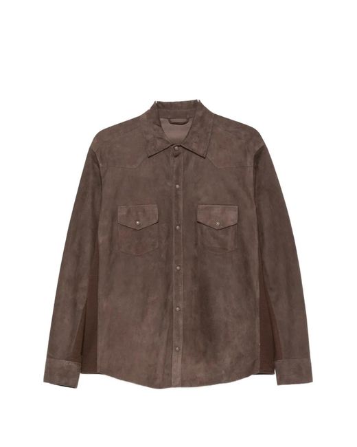 Eleventy Brown Suede Panelled Jacket for men