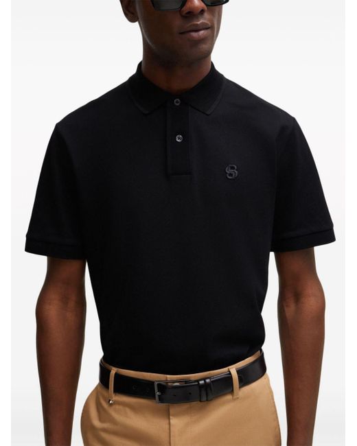Boss Black Logo-embroidered Cotton Polo Shirt for men