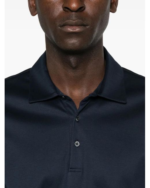 Corneliani Blue Long-Sleeve Polo Shirt for men