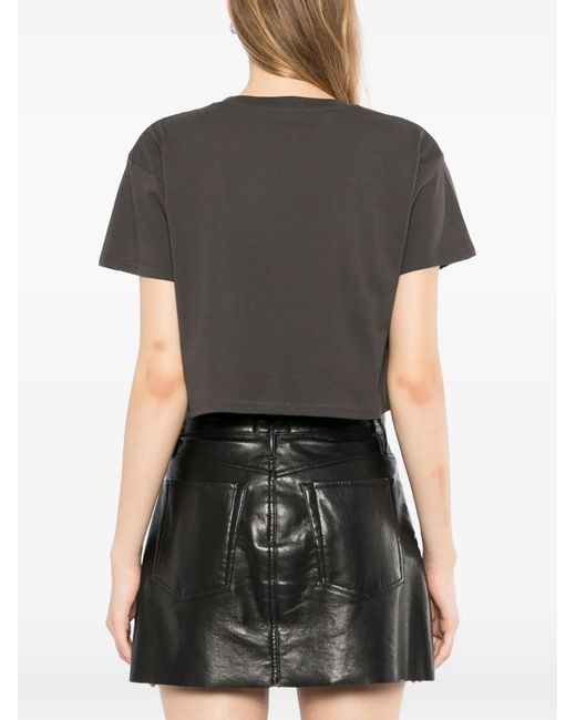 Melt Black Graphic-Print Cropped T-Shirt