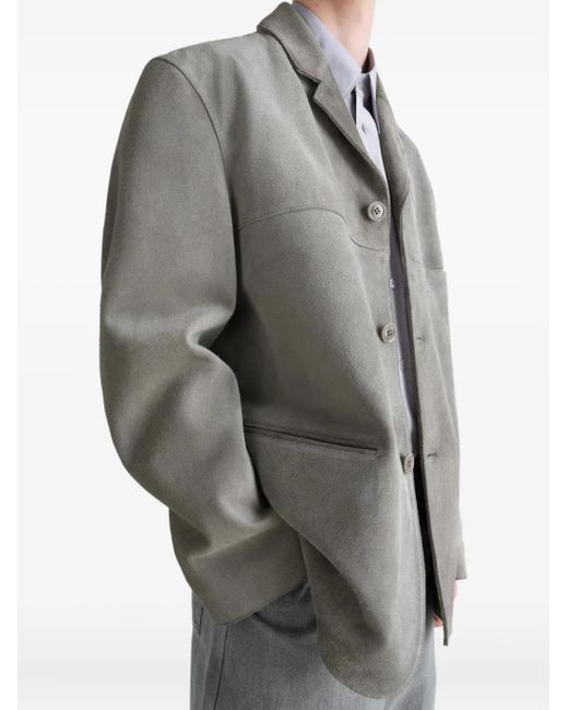 Lemaire Gray Suede Single-Breasted Blazer for men