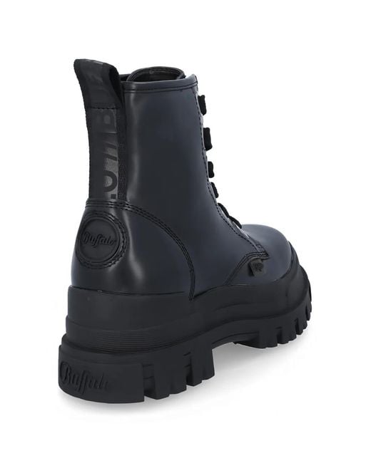 Buffalo Black Eyelet Combat Boots