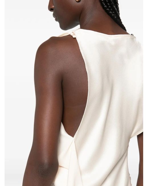Victoria Beckham White Sleeveless Draped Asymmetric Dress