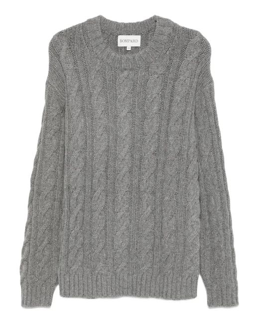 Bompard Gray Cable-Knit Crew-Neck Sweater for men