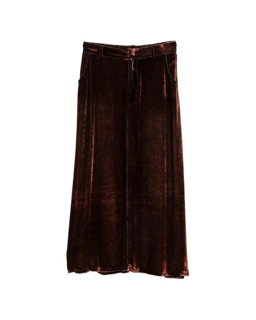 Pierre Louis Mascia Brown Velvet-Effect Maxi Skirt