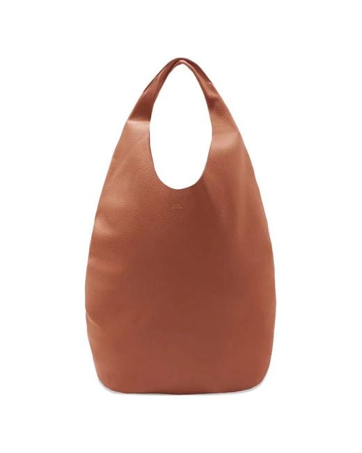 A.P.C. Brown Le Neige Leather Tote Bag