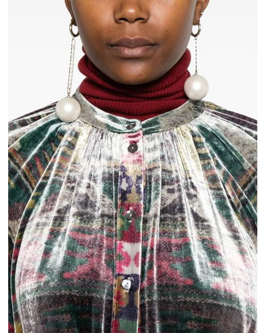 Pierre Louis Mascia White Kanpur Printed Belted Midi Dress