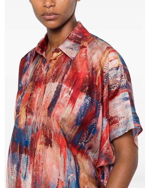 Momoní Red Brooklyn Abstract-Print Short-Sleeve Shirt