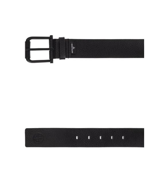 Stone Island White Debossed-Logo Leather Belt for men