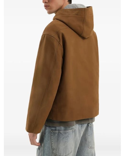 1989 STUDIO Brown Hooded Padded Jacket for men