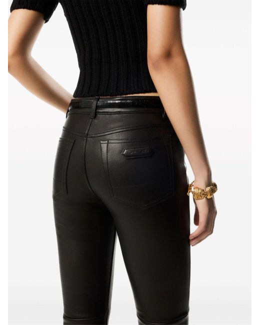Tom Ford Black Low-rise Tapered Leather Trousers