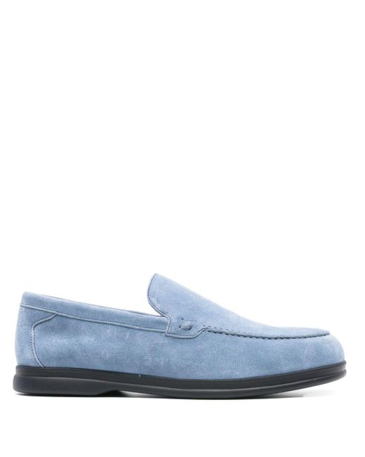 Doucal's Blue Round-toe Suede Loafers for men
