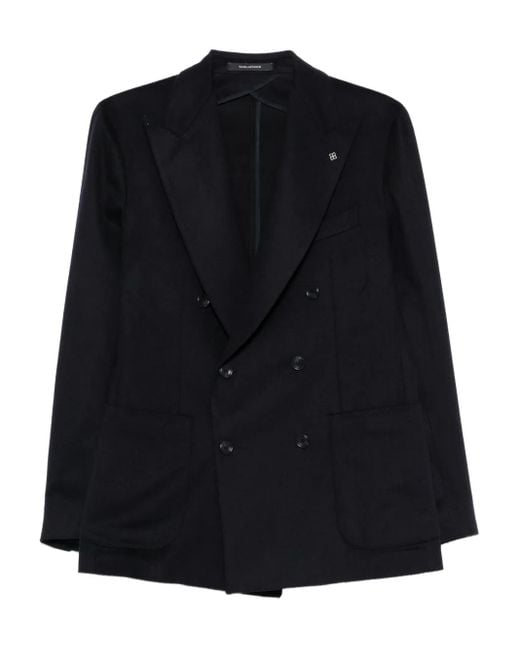Tagliatore Black Double-Breasted Patch-Pocket Blazer for men