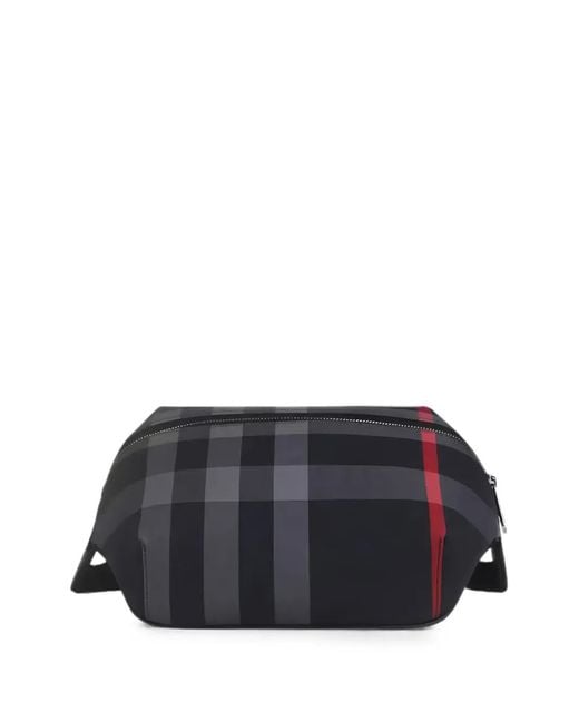 Burberry Gray Check-Pattern Belt Bag for men
