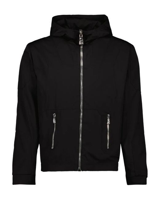 L8 Studio Black Hooded Zip-Front Jacket for men