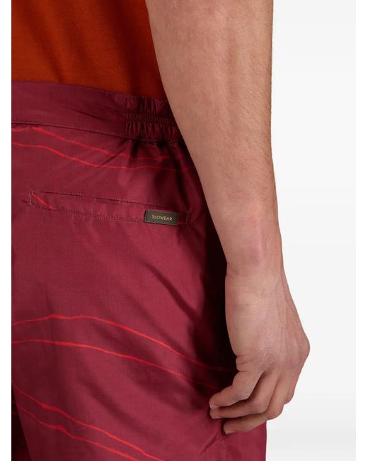 Slowear Red Button-Fastening Swim Shorts for men
