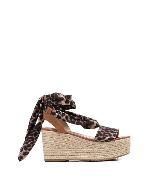 Liu Jo Natural Leopard-Print Wedge Sandals