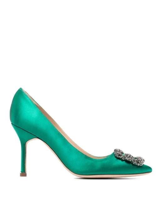 Manolo Blahnik Green 90Mm Hangisi Pumps