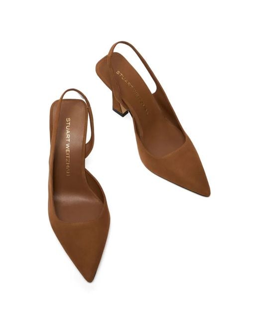 Stuart Weitzman Brown Vinnie D'Orsay Slingback Heeled Pumps