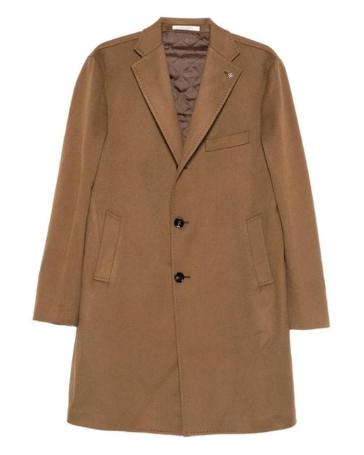 Tagliatore Brown Button-Fastening Single-Breasted Coat for men