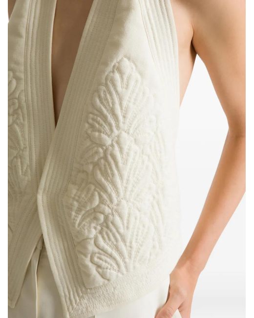Alberta Ferretti White Quilted Halter Jacket