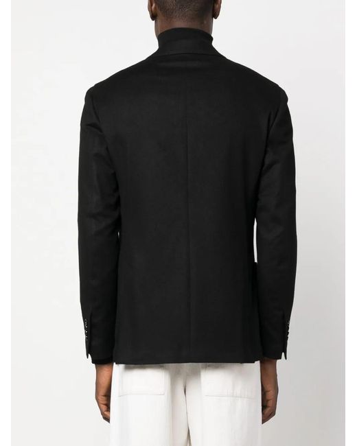 Lardini Black Single-Breasted Wool-Cashmere Blazer for men