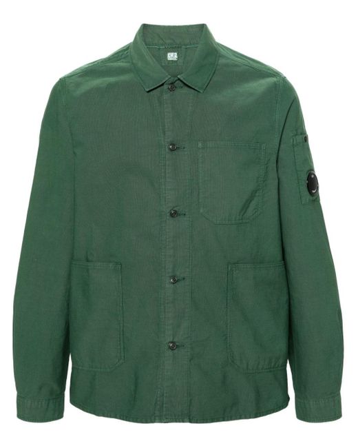 C P Company Green Lens-detail Cotton Overshirt for men