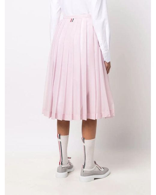 Thom Browne Pink Pleated Midi Skirt