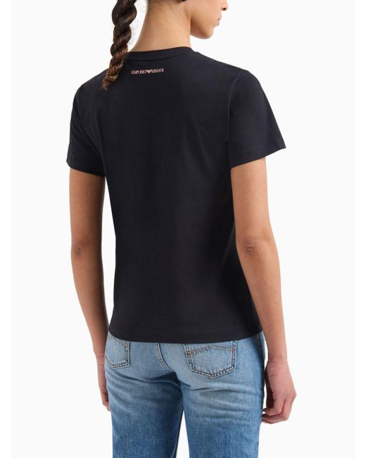 Camiseta con logo estampado Emporio Armani de color Black