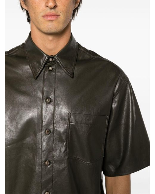 Chemise en cuir artificiel à manches courtes Nanushka pour homme en coloris Black