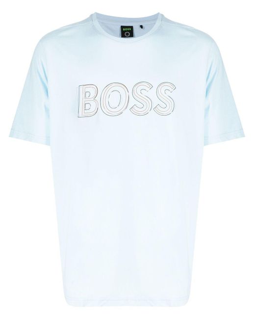 BOSS by HUGO BOSS Baumwolle T-Shirt mit Logo-Print in Blau für Herren |  Lyst DE