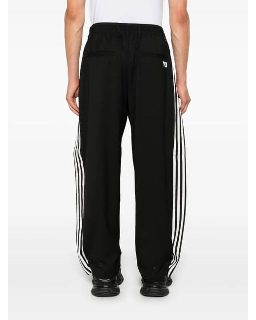 Y-3 Black 3-Stripe Wide Leg Track Pants
