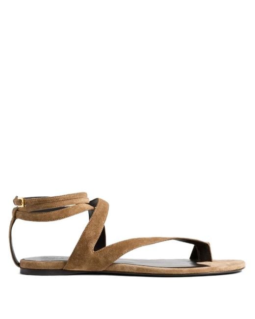Khaite Brown Aimee Ankle-Wrap Sandals