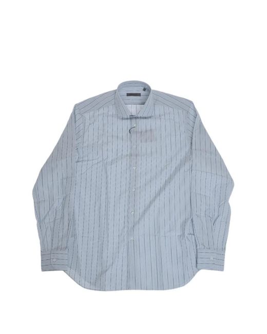 Corneliani Blue Striped French-Collar Shirt for men