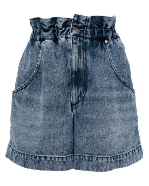 Isabel Marant Blue Paperbag-waist Denim Shorts