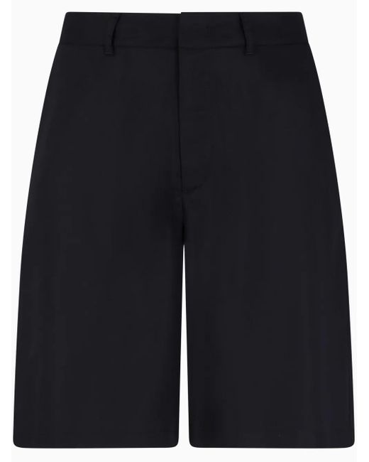 ARMANI EXCHANGE Blue Logo-Plaque Shorts for men