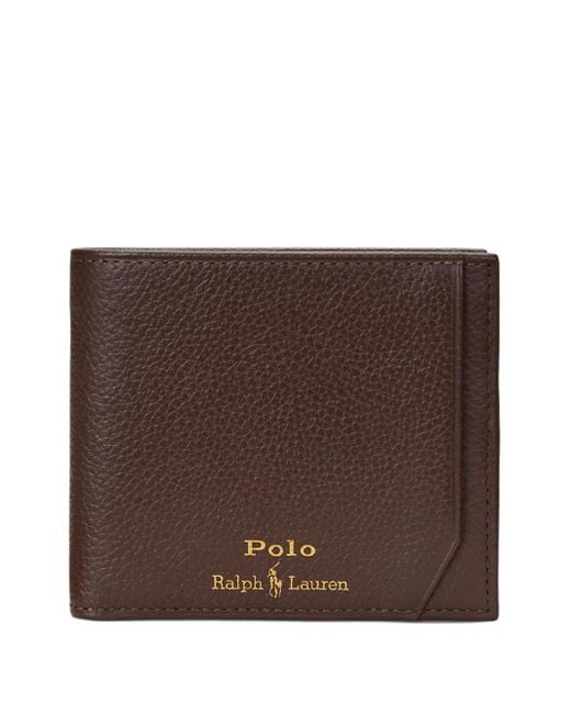 Polo Ralph Lauren Brown Grain-Textured Bi-Fold Wallet for men