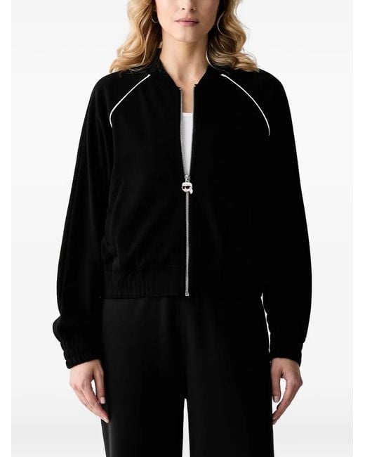 Karl Lagerfeld Black Ikonik Karl Piped Zip-Up Sweatshirt
