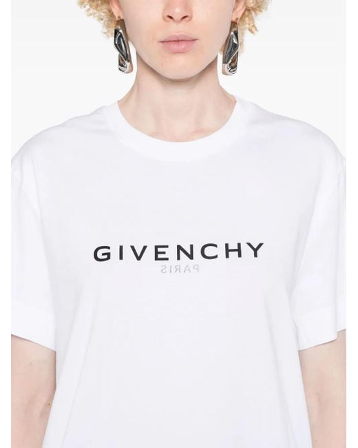Givenchy White Cotton Logo Printed T-Shirt