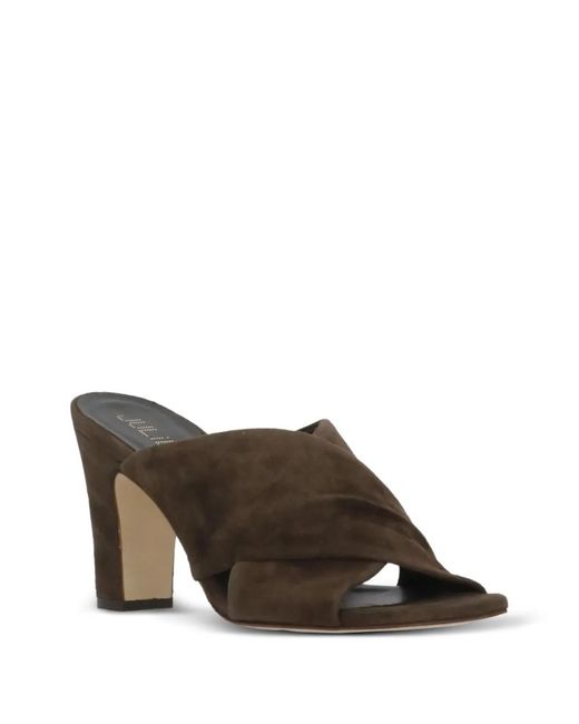 Julie Dee Brown Suede Crossover Sandals