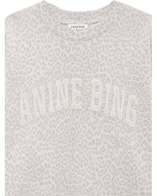 Anine Bing White Leopard-Pattern Logo Sweatshirt