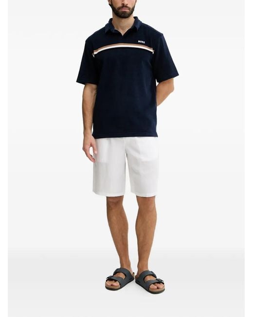 Guess White Logo-Patch Drawstring Shorts for men