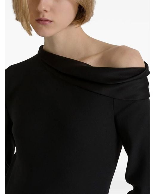 Alberta Ferretti Black One-Shoulder Slit Maxi Dress