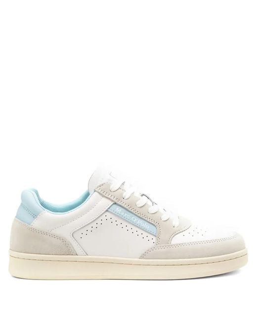 Marc O' Polo White Violeta Perforated Leather Low-Top Sneakers