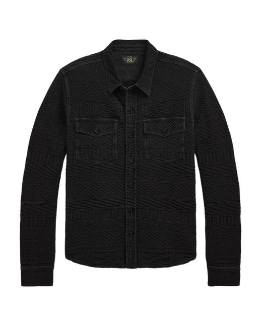 RRL Black Julius Patterned-Jacquard Shirt for men