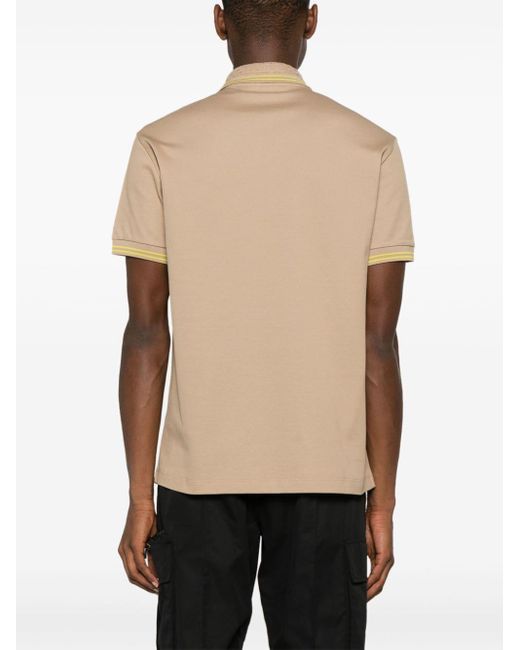 Versace Natural Medusa Head Embroidered Polo Shirt for men