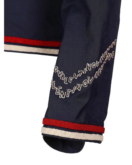 Valentino Garavani Blue Beaded Collar Jacket