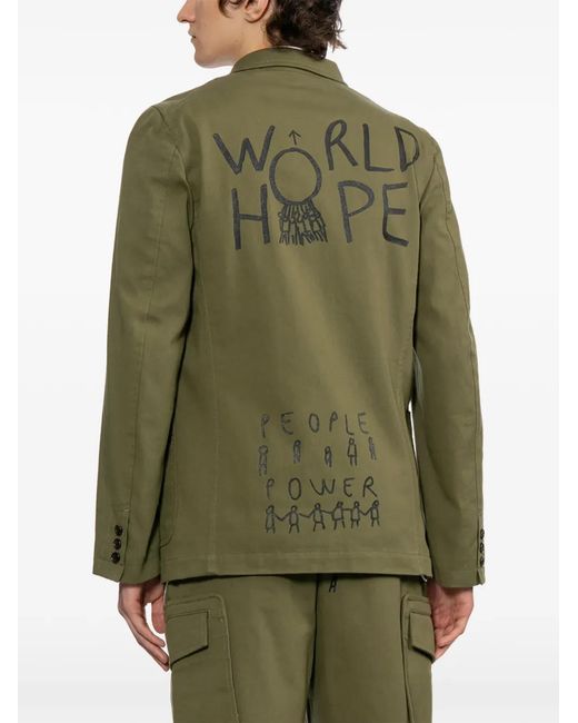 Comme des Garçons Green Graphic-Print Cotton Coat for men