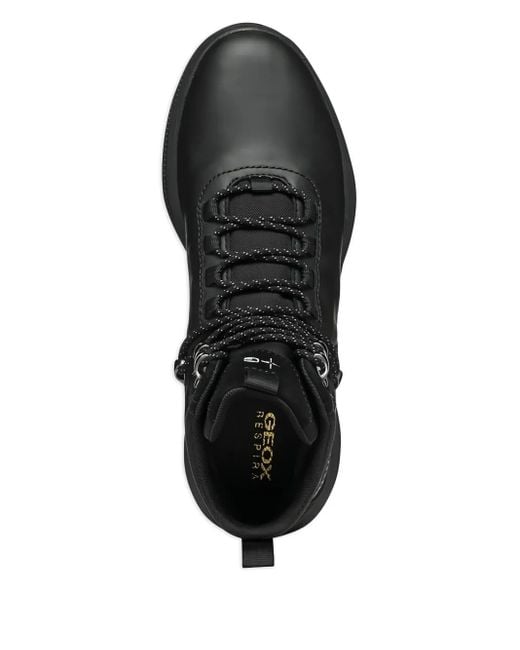 Geox Black Lace-Up Leather Boots